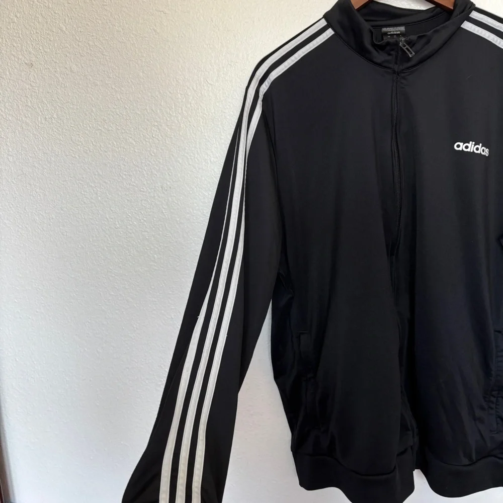 Adidas Men's Black and White Track Jacket